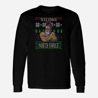 Nordic Swole Santa Weihnachts-Workout Langarmshirts, Weihnachten Motiv - Seseable
