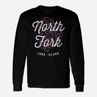 North Fork Long Island New York Wine Country Cool Vintage Long Sleeve T-Shirt - Seseable