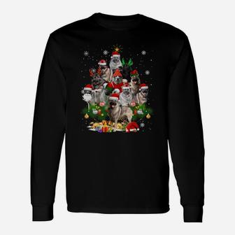Norwegian Elkhound Christmas Tree Lights Dog Xmas Sweatshirt Long Sleeve T-Shirt - Seseable