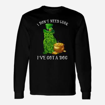 I Do Not Need Luck I Have Got A Bulldog Shamrock St Patricks Day Dog Lovers Long Sleeve T-Shirt - Seseable