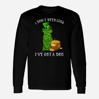 I Do Not Need Luck I Have Got A Portuguese Water Dog Shamrock St Patricks Day Dog Lovers Long Sleeve T-Shirt - Seseable