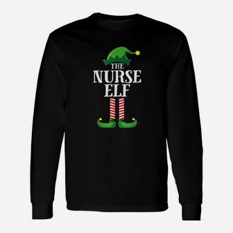 Nurse Elf Matching Group Christmas Party Pajama Long Sleeve T-Shirt - Seseable