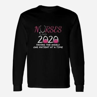 Nurse Nurses 2020 Saving The World One Patient At A Time Long Sleeve T-Shirt - Seseable