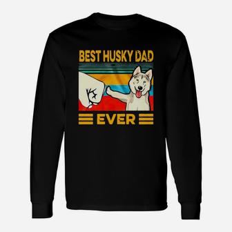 Official Best Husky Dad Ever Vintage Shirt Long Sleeve T-Shirt - Seseable