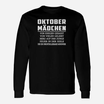 Oktober Mädchen Langarmshirts – Schwarzes Tee mit Stolz Spruch für Geburtstag - Seseable