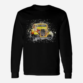 Old Vintage American Classic Car Watercolor Retro Long Sleeve T-Shirt - Seseable