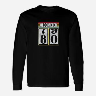 Oldometer 79-80 Years Old Automotive Enthusiasts Bday Long Sleeve T-Shirt - Seseable