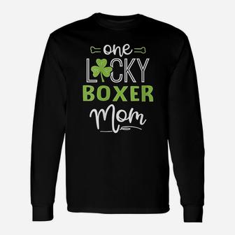 One Lucky Boxer Dog Mom St Patricks Day Long Sleeve T-Shirt - Seseable