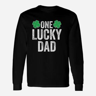 One Lucky Dad Clover Men Father St Patricks Day Dad Long Sleeve T-Shirt - Seseable