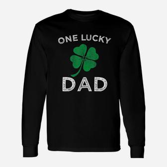 One Lucky Dad St Patricks Day Retro Father Long Sleeve T-Shirt - Seseable