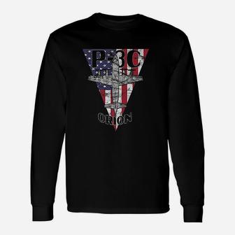 P-3 Orion Military Patrol Airplane Patriotic Long Sleeve T-Shirt - Seseable