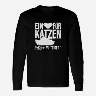 Panzer Tiger VI Fan-Langarmshirts, Ein Herz für Katzen Motiv - Seseable