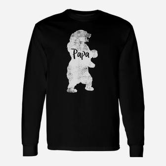 Papa Bear For Camping Fathers Day Or Daddy Bear Long Sleeve T-Shirt - Seseable