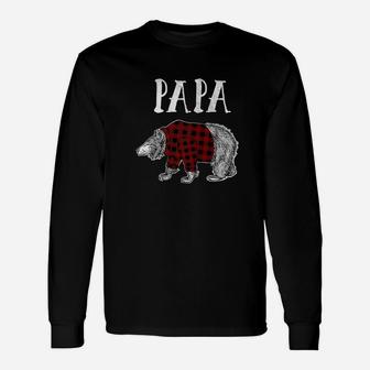 Papa Bear Plaid Lumberjack Flannel Shirt Papa Bear Long Sleeve T-Shirt - Seseable