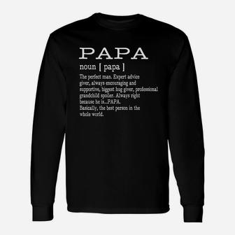 Papa Definition Grandpa Father Day Men Long Sleeve T-Shirt - Seseable