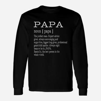 Papa Definition Grandpa Fathers Day Long Sleeve T-Shirt - Seseable