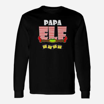 Papa Elf Matching Christmas Holiday Long Sleeve T-Shirt - Seseable