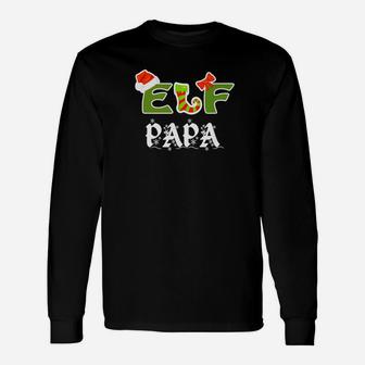 Papa Elf Shirt Christmas Dad Matching Costume Long Sleeve T-Shirt - Seseable