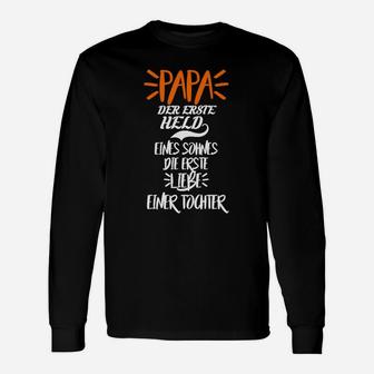 Papa-Held und Tochter-Liebe Schwarzes Langarmshirts, Vatertag Design - Seseable