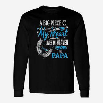 My Papa Lives In Heaven Memorial Day Papa Dad Grandpa Long Sleeve T-Shirt - Seseable