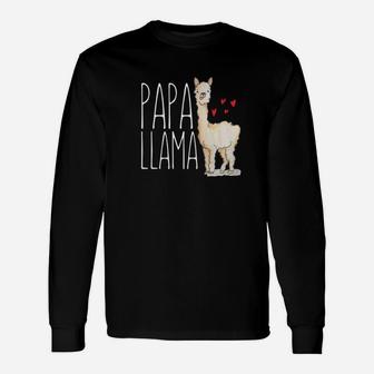 Papa Llama Shirt Matching Tribe Dad Grandpa Long Sleeve T-Shirt - Seseable