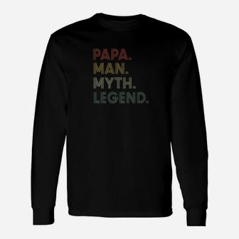 Papa Man Myth Legend Shirt Dad Father Vintage P Long Sleeve T-Shirt - Seseable