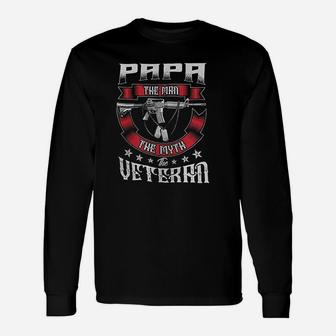Papa The Man Veteran Dad Long Sleeve T-Shirt - Seseable
