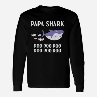 Papa Shark Papa , dad birthday gifts Long Sleeve T-Shirt - Seseable