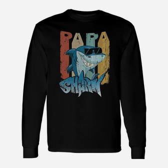 Papa Shark Retro Classic, dad birthday gifts Long Sleeve T-Shirt - Seseable