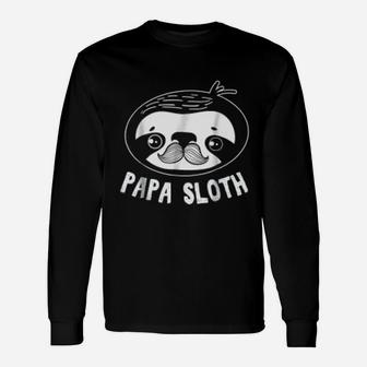 Papa Sloth, dad birthday gifts Long Sleeve T-Shirt - Seseable