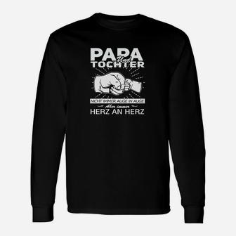 Papa und Tochter Herz an Herz Langarmshirts, Schwarz mit Aufdruck - Seseable