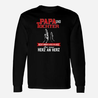 Papa und Tochter Herz an Herz Langarmshirts, Schwarzes Schriftzug Tee - Seseable