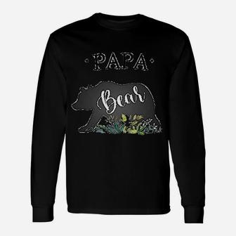Papa White Bear Silhouette Art Grass Long Sleeve T-Shirt - Seseable