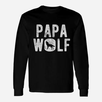 Papa Wolf Camping Pack Fathers Day Long Sleeve T-Shirt - Seseable