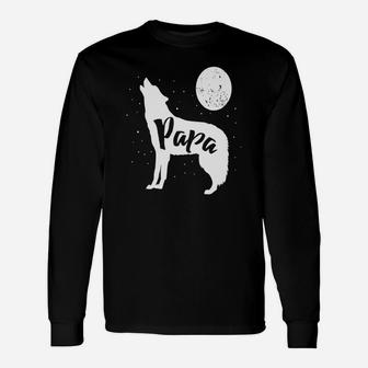 Papa Wolf Shirt Mama Wolf Forest Wolf Pack Of Wolves Long Sleeve T-Shirt - Seseable