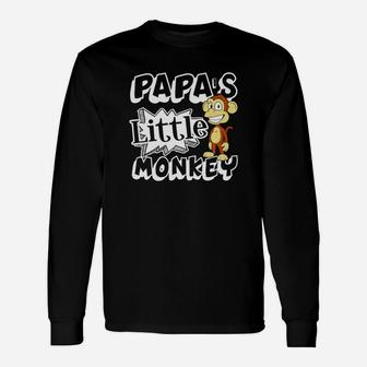 Papas Little Monkey, dad birthday gifts Long Sleeve T-Shirt - Seseable