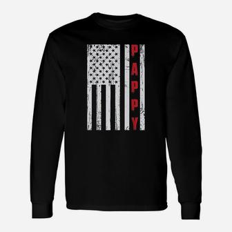 Pappy Fathers Day American Flag Long Sleeve T-Shirt - Seseable
