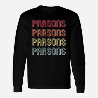 Parsons Surname Retro Vintage Birthday Reunion Long Sleeve T-Shirt - Seseable