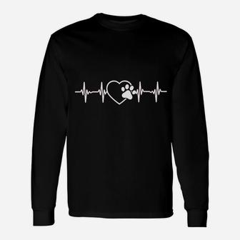 Paw Print Heartbeat Veterinarian Vet Tech Long Sleeve T-Shirt - Seseable