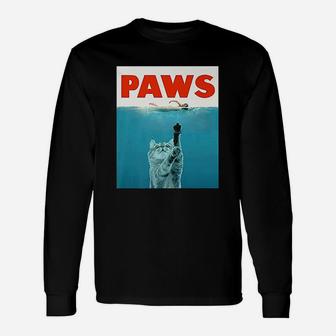 Paws Kitten Meow Parody Long Sleeve T-Shirt - Seseable