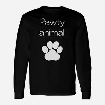 Pawty Animal Party Animal Pet Doggy Kitty Long Sleeve T-Shirt - Seseable