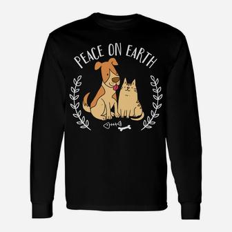 Peace On Earth Dog And Ca Long Sleeve T-Shirt - Seseable
