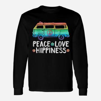 Peace Love Hippiness Peace Van Hippie Bus Rainbow Long Sleeve T-Shirt - Seseable