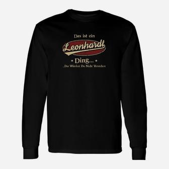 Personalisiertes Leonhard Langarmshirts mit Spruch Das ist ein Leonhard Ding Schwarz - Seseable