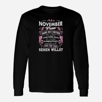 Personalisiertes November Frau Langarmshirts mit Spruch, Starkes Frauen Tee - Seseable