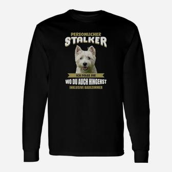 Persönlicher Stalker Hund Schwarzes Langarmshirts, Lustig für Haustierfreunde - Seseable