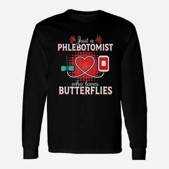 Phlebotomist Butterfly Needle Phlebotomy Long Sleeve T-Shirt - Seseable