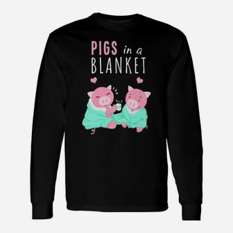 Pigs In A Blanket Pig Sausage Hot Dog Pun Long Sleeve T-Shirt | Seseable UK