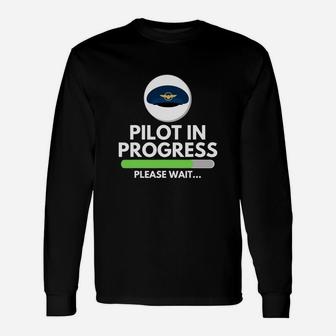 Pilot In Progress Flight School Student Pilot Aviation Long Sleeve T-Shirt - Seseable