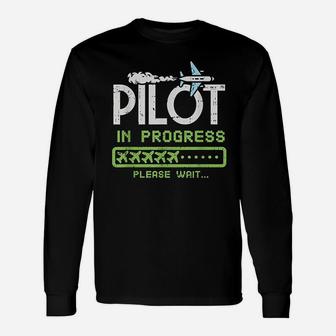 Pilot In Progress Future Pilot Toy Airplane Lovers Long Sleeve T-Shirt - Seseable